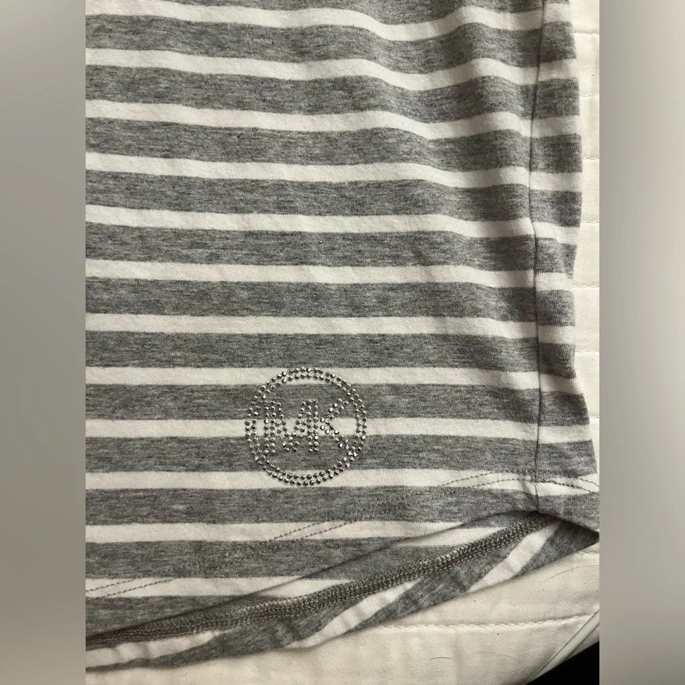 Michael Kors grey and white striped tshirt dress